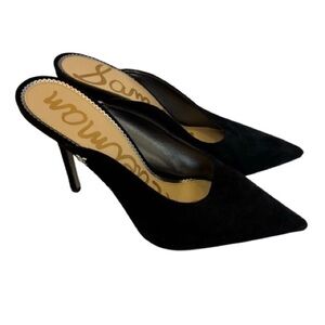 Sam Edelman Black Suede Pointed Toe Stiletto Mules Size 10